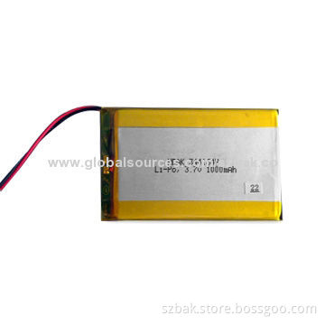 Li-ion Polymer Battery Pack with 3.7V Voltage, 1,000mAh Capacity